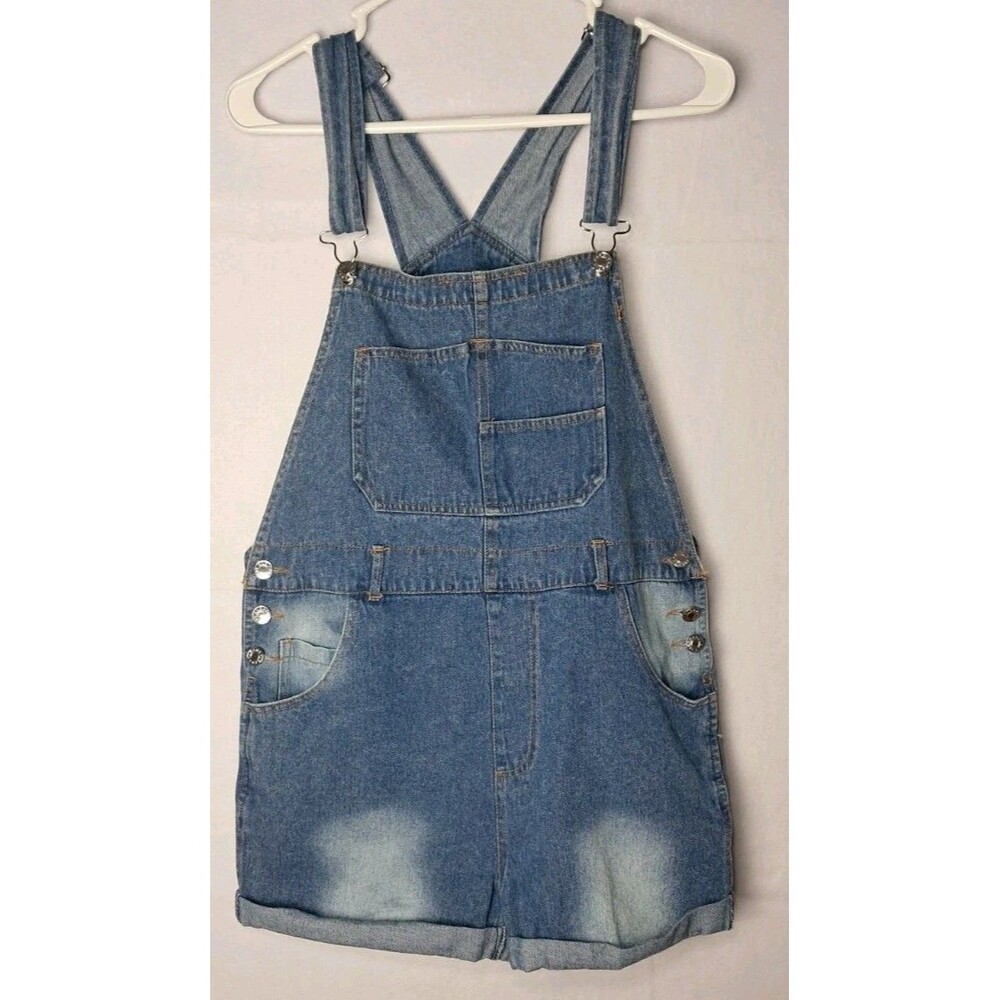 Unbranded Women's Blue Jean Overall Shorts Shortalls Relaxed 34" Waist